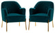Nora Upholstered Velvet Accent Chair With Golden Base Set of 2, Teal