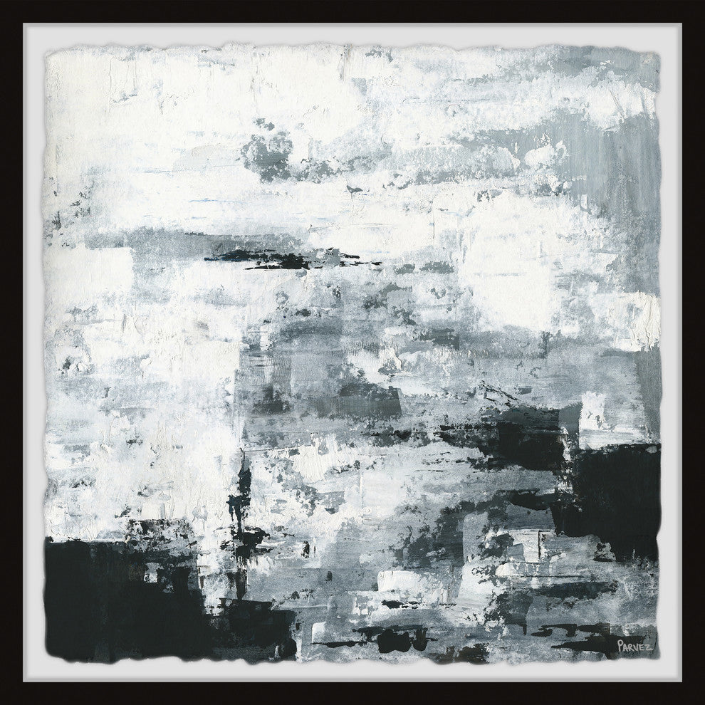 "Black and White Smudges" Framed Painting Print, 12"x12"