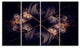 Dark Gold Fractal Flower Pattern, Abstract Wall Art Canvas, 48"x28", 4 Panels