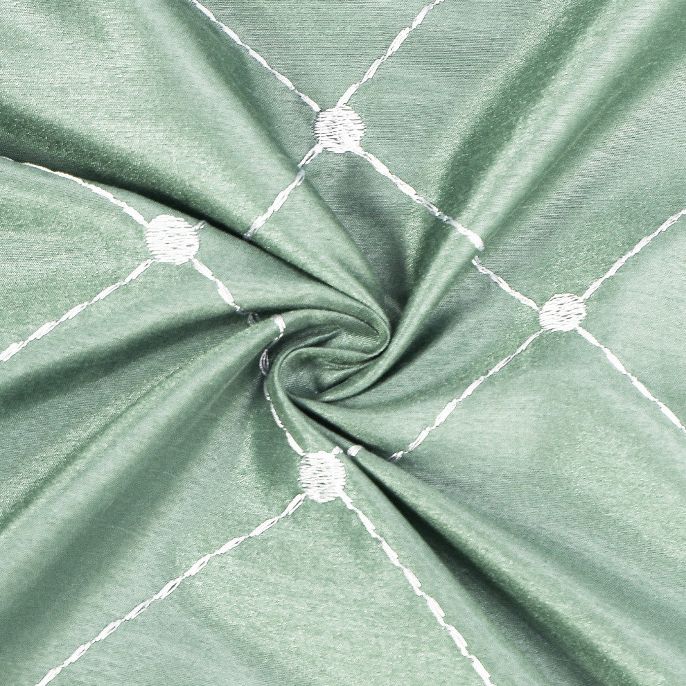 Doris Diamond Embroidery Faux Silk Curtain Set, Silver Blue, 60"x96"