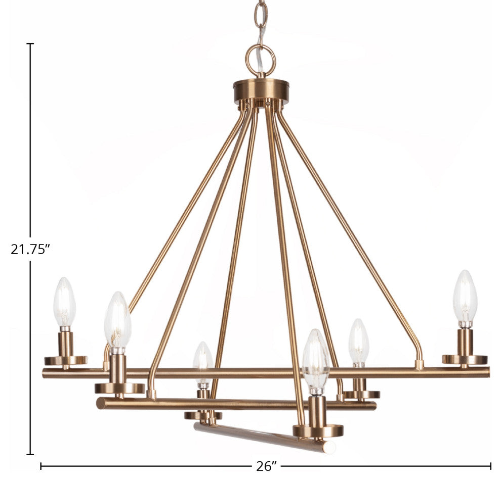 Trinity 6 Light Chandelier Shown, New Age Brass Finish