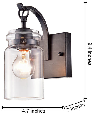 Daisy Glass Shade 1-Light Wall Sconce, Single Light Antique Black