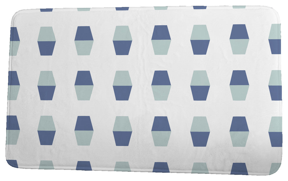Nantucket Bowling Pins Geometric Print Bath Mat, Blue, 21"x34"