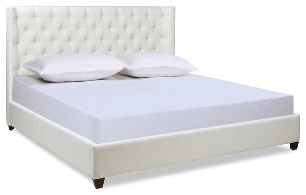 Manhattan Shelter King Platform Bed Frame, Antique White Polyester