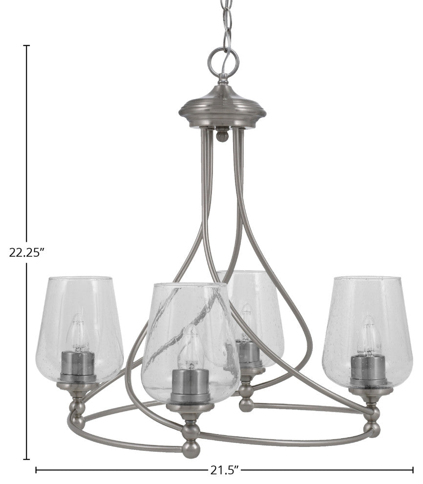 Capri 4-Light Chandelier, Brushed Nickel/Clear Bubble