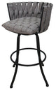 Set of 3, Metalona Extra Tall Bar Stool, Mojave Gray, Black, 34"