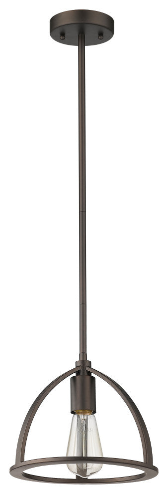 CHLOE Lighting IRONCLAD 1-Light Rubbed Bronze Mini Ceiling Pendant 9"