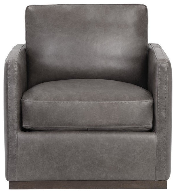 Portman Swivel Lounge Chair, Marseille Concrete Leather