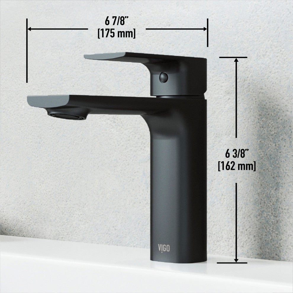 VIGO 6" H Davidson Single Handle Single Hole Faucet, Matte Black, Without Extras