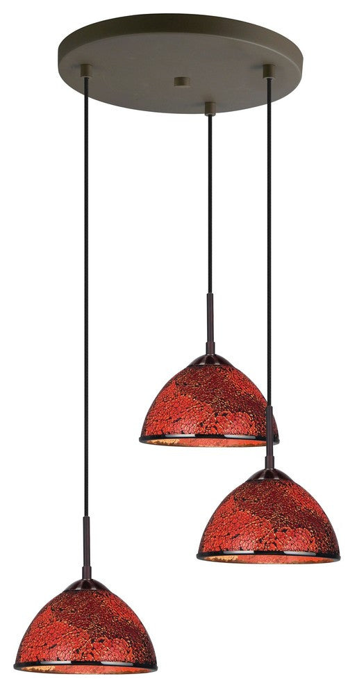 Woodbridge Lighting Alexis 3-Light Pendant, Bronze, Red