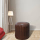 Poufs-Solid Handmade Goat Leather Pouf, Recycled Cotton Fill, Brown, 18x18x18 Round