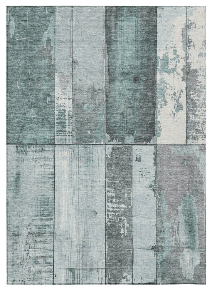 Machine Washable Indoor/Outdoor Chantille ACN1877 Teal 10' x 14' Rug