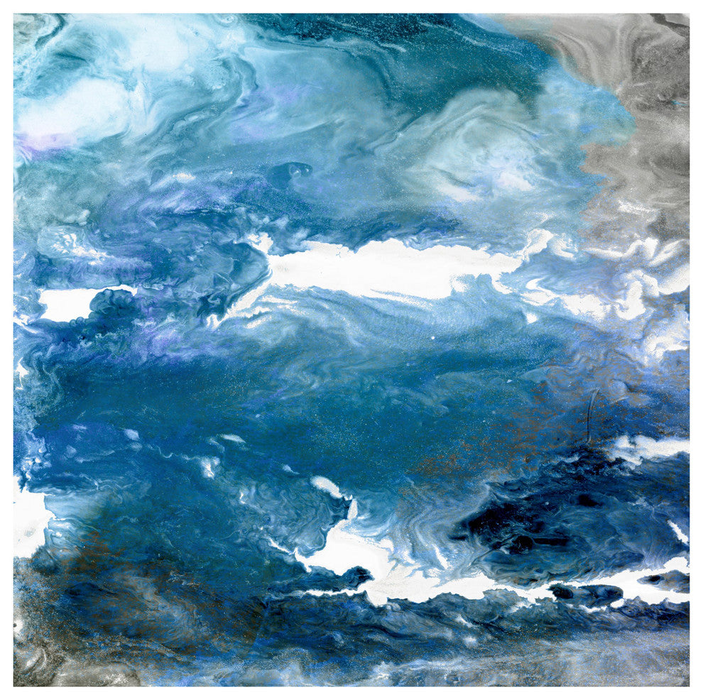 "Glistening Tide A" Abstract Wall Art Frameless Free Floating Tempered Art Glass