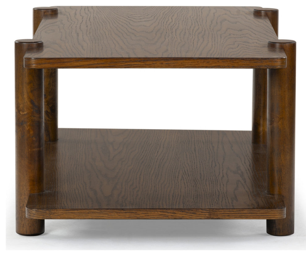 Safavieh Couture Edisyn 2 Shelf Wood Coffee Table, Medium Oak