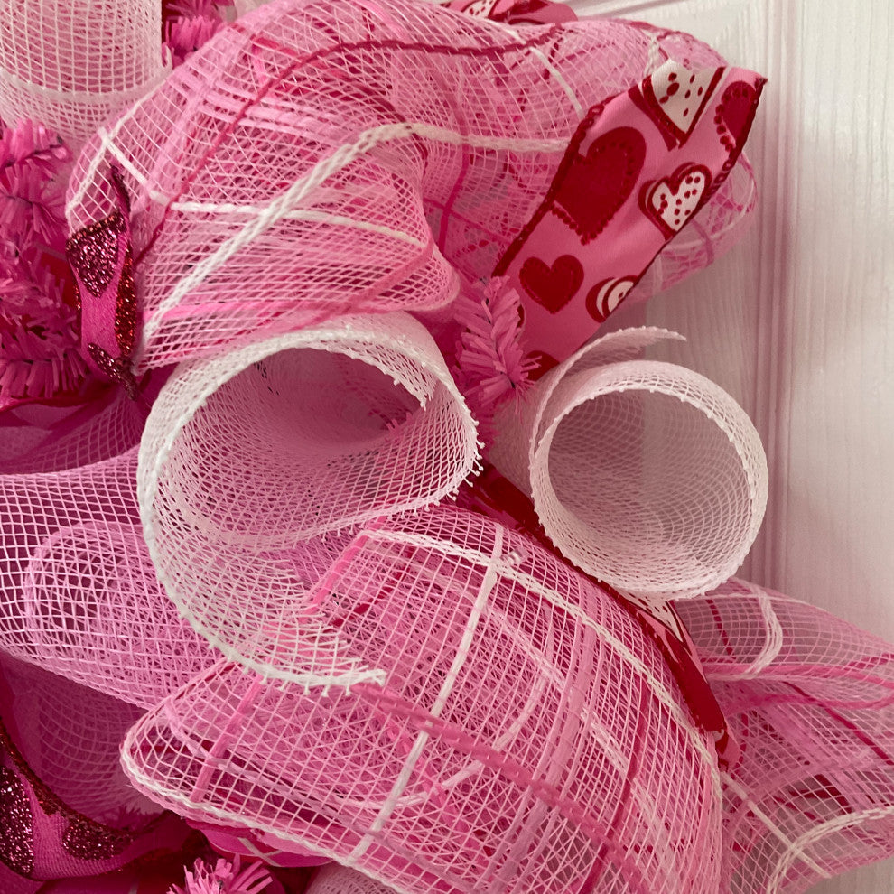 Love Struck Valentines Day Wreath Handmade Deco Mesh 24 inch or 28 inch, Extra Large 28 Inch