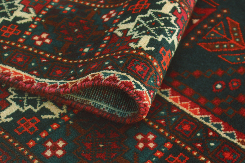 Vintage Distressed Adeleka Charcoal/Red Runner, 3'10x9'2