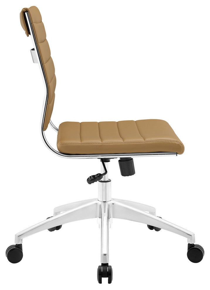 Modern Contemporary Office Chair, Brown Faux Leather