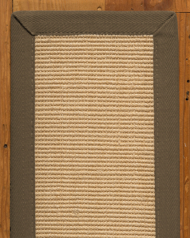 Deco Hand-Crafted Sisal Stair Treads, Stair Carpets with Wide Cotton Border, Fos