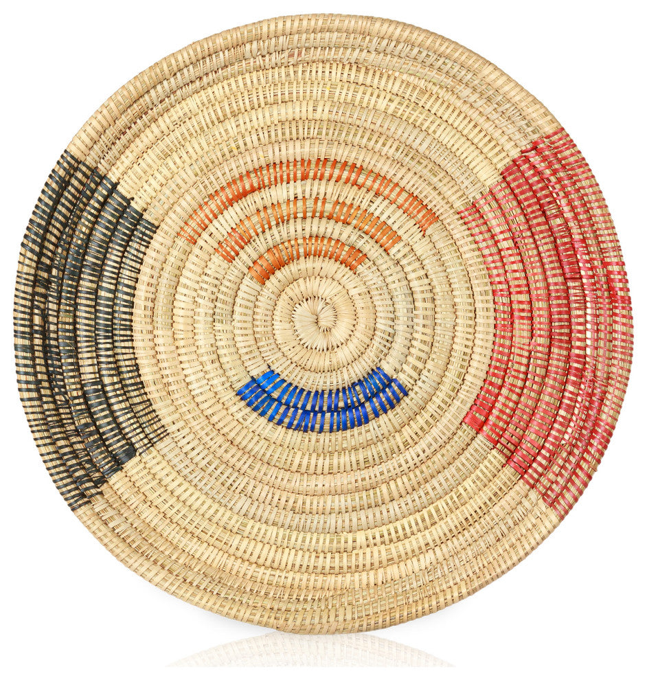 Palm Tray Plate and Wall Art, Artisan Crafted, Malawi, Multicolor, 15.75"