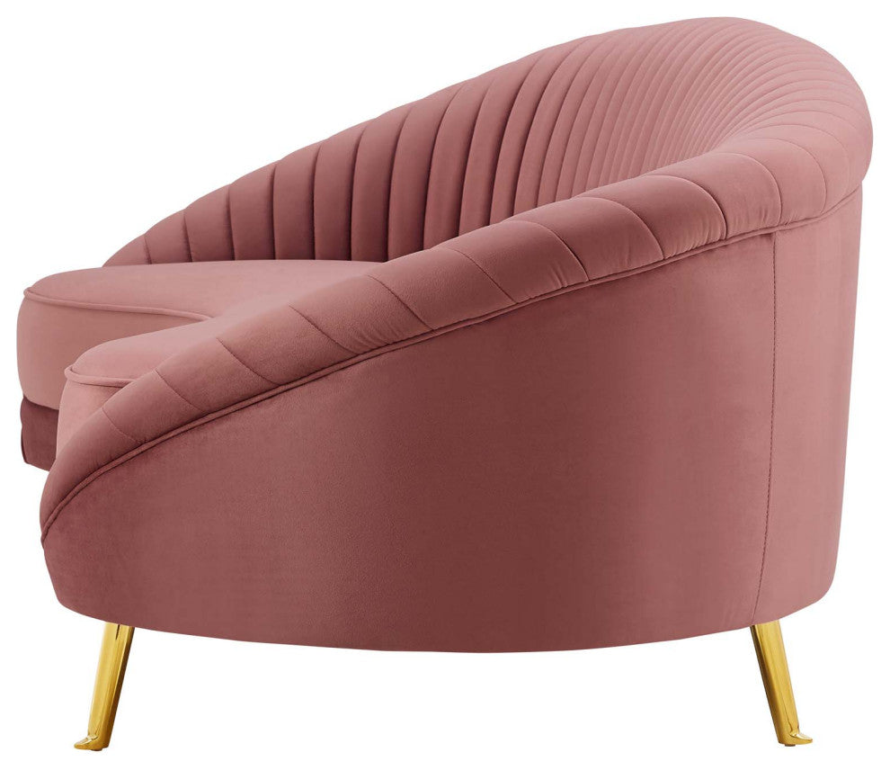 Tufted Sofa, Velvet, Pink, Modern, Living Lounge Room Hotel Lobby Hospitality