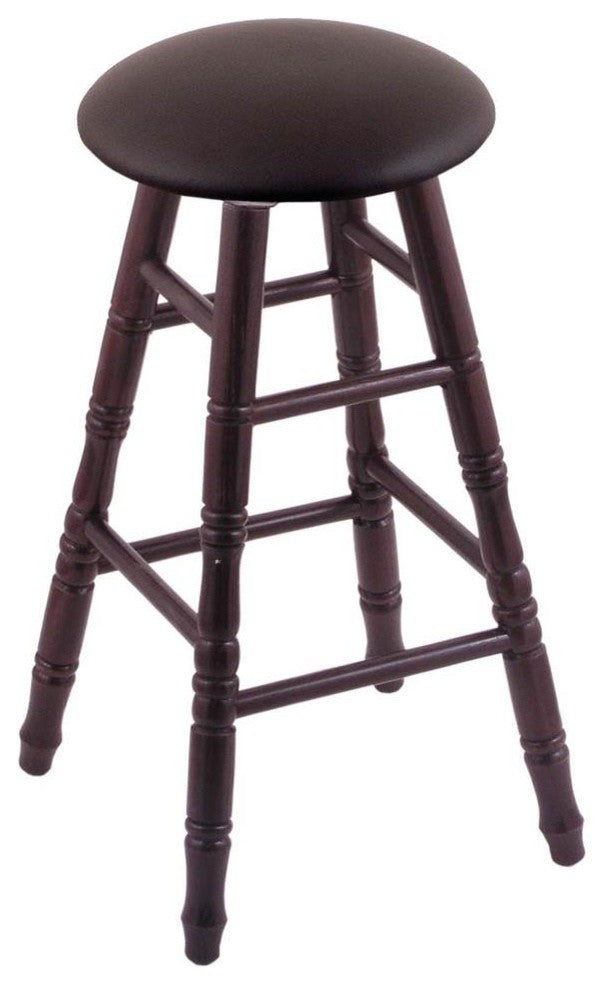 Holland Bar Stool, Oak Round Cushion Extra Tall Bar Stool, Turned Legs