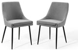 Viscount Upholstered Fabric Dining Chairs - Set of 2 - Black Light Gray
