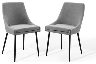 Viscount Upholstered Fabric Dining Chairs - Set of 2 - Black Light Gray