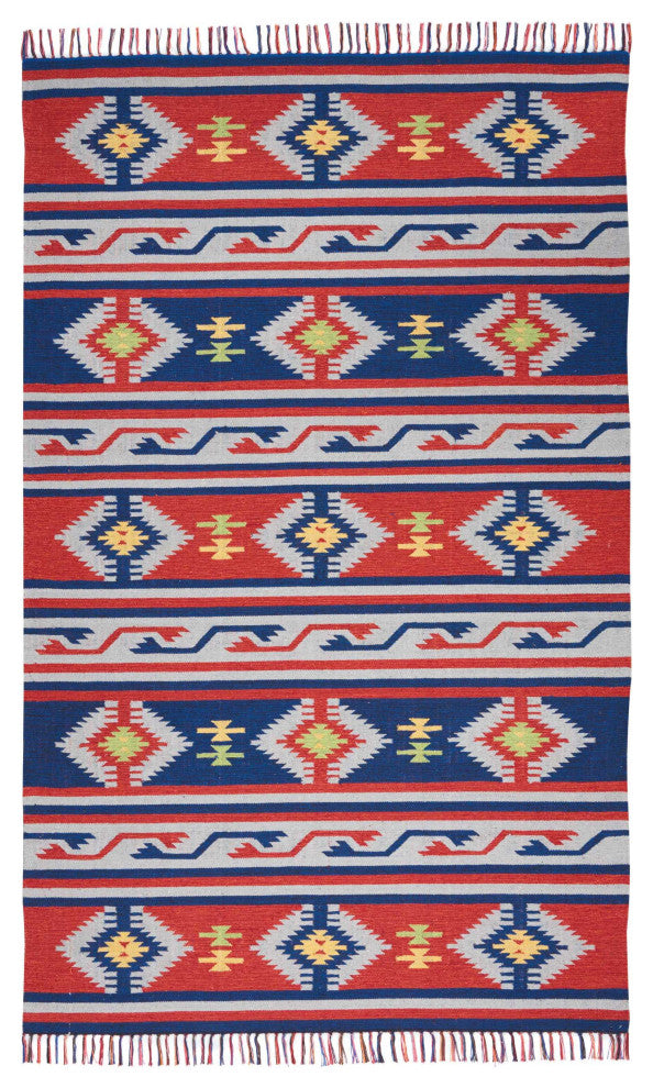 Nourison Baja Blue/Red Area Rug, 8'x10'