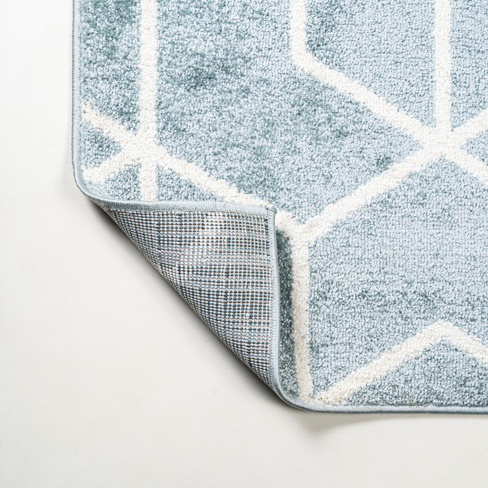 Tumbling Blocks Modern Geometric Light Blue/White 4'x6' Area Rug
