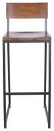 Zaylor Heavy Duty Barstool Frosted Black with Walnut Wood Seat (Set of 2)