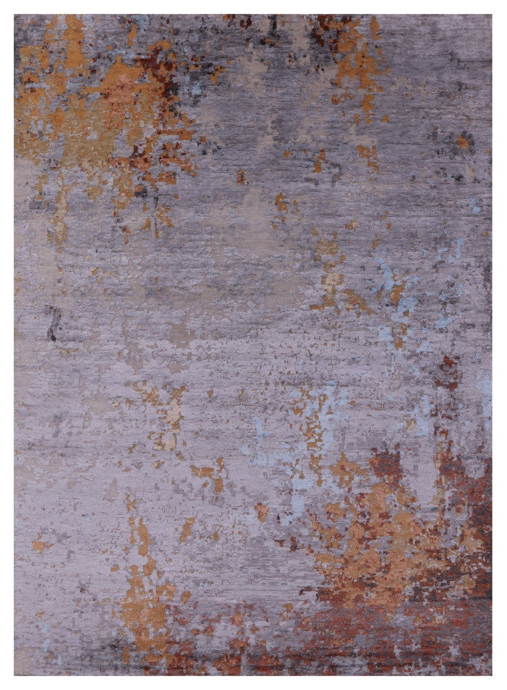 Abstract Wool and Silk Hand Knotted Rug 8' 11" X 11' 8" Q11796