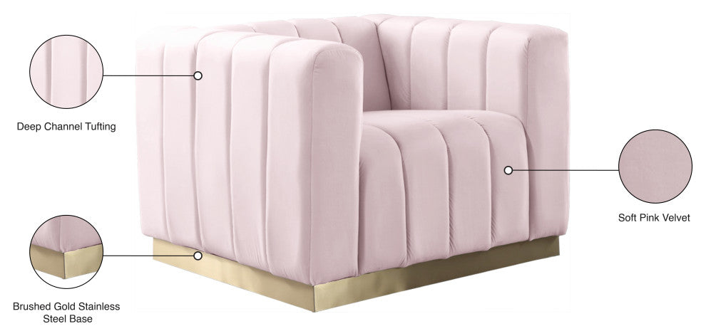 Marlon Velvet Upholstered Chair, Pink