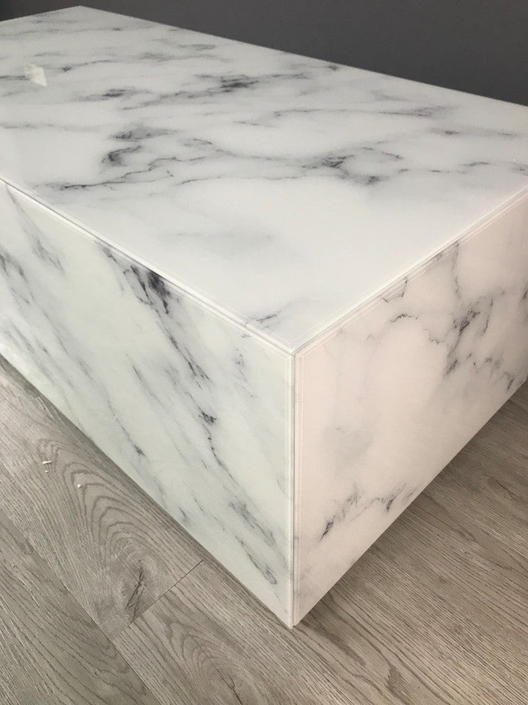 Matteo Marble Design Block Coffee Table, White