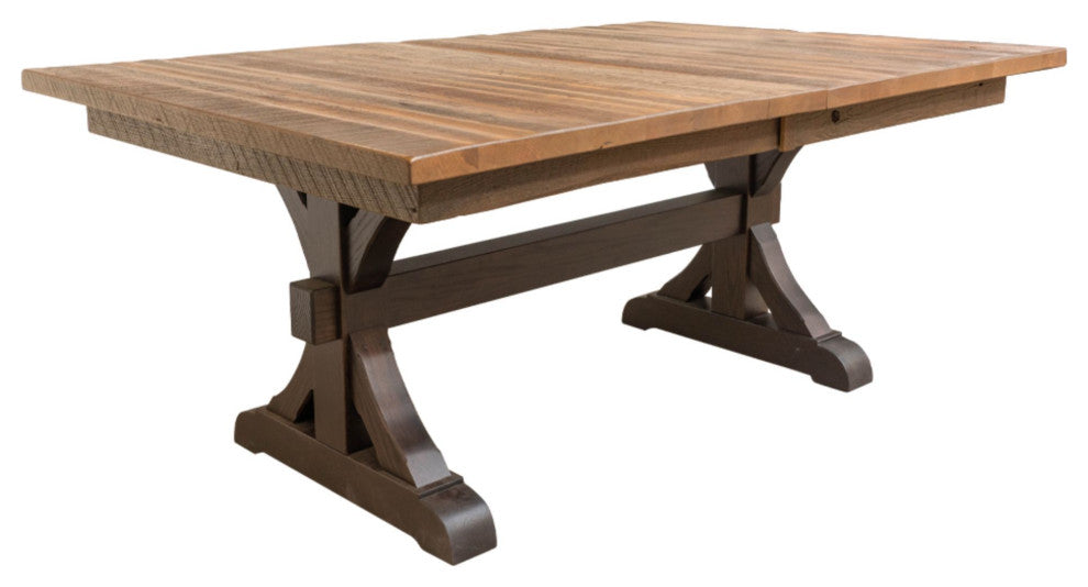 Pathway Reclaimed Barnwood Extendable Dining Table, Natural, 48x66, 2 Leaves
