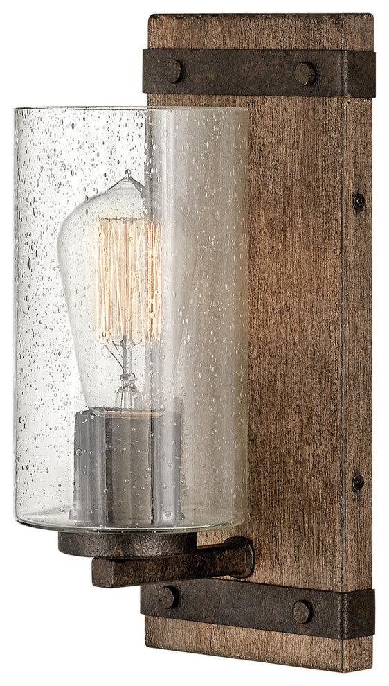 Hinkley Sawyer 11" Single Light Vanity Wall Sconce, In Sequoia + Iron Rust