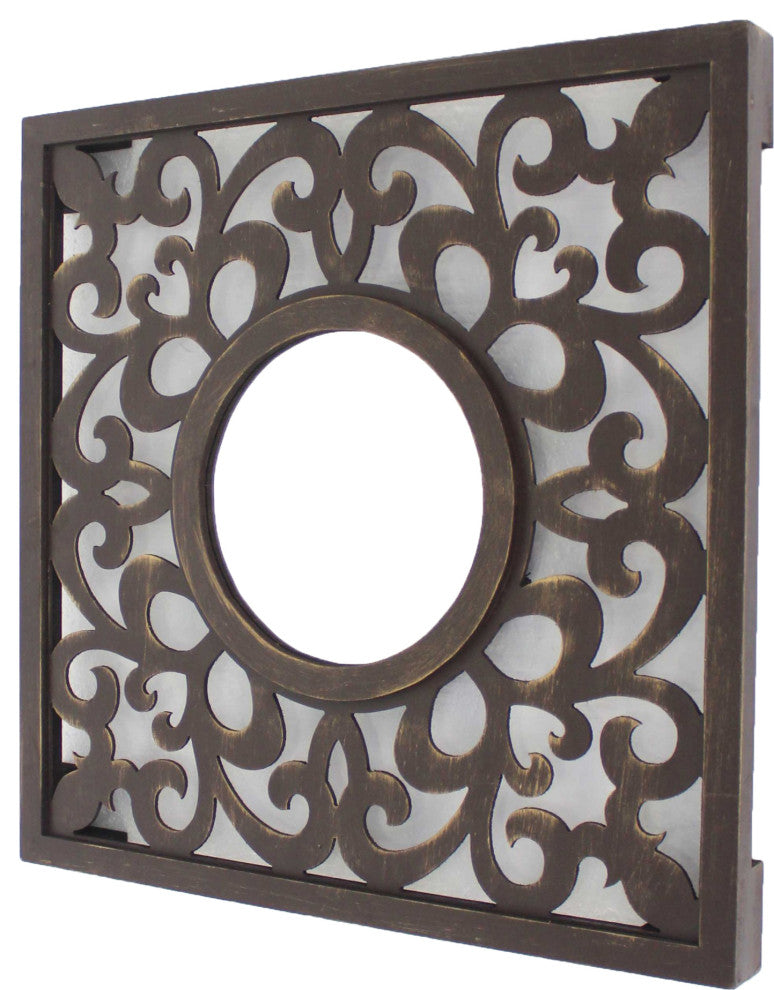 24" x 24" Brown Vintage Wall Mirror