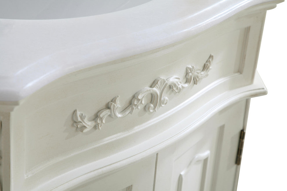 Bathroom Vanity, Antique White, 24", Single Sink