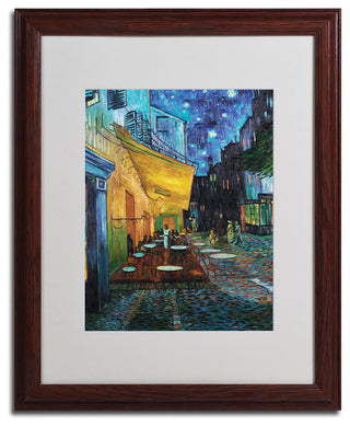 'Cafe Terrace' Matted Framed Canvas Art by Vincent van Gogh