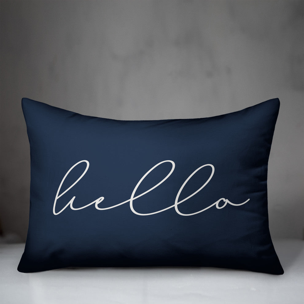 Hello Thin Script Outdoor Lumbar Pillow