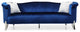 Vine 96 in. W Round Arm Velvet Straight Sofa, Blue