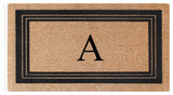 A1HC Natural Coir Monogrammed Triple Border Flock Durable Doormat, 18"x30", A