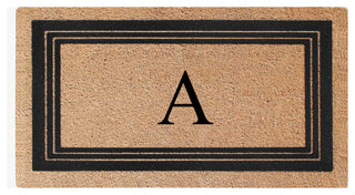 A1HC Natural Coir Monogrammed Triple Border Flock Durable Doormat, 18"x30", A