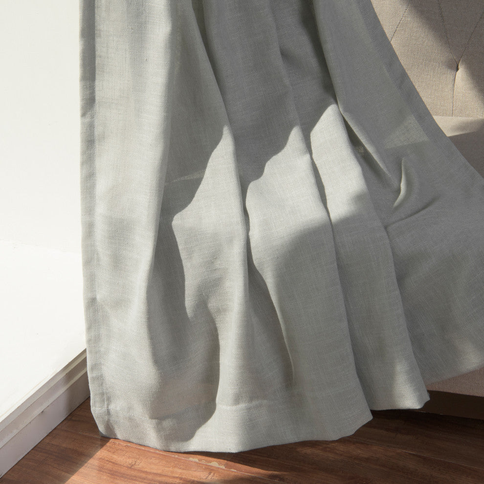Faux Linen Blend Curtain Panel, Set of 2, Gray, 52"w X 96"l