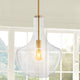Watts 10.5" Glass, Metal LED Pendant, Brass Gold/Clear, Width: 13.25"