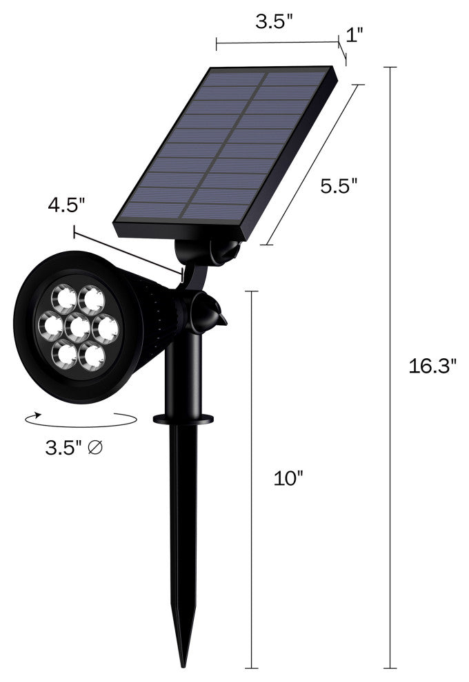 Pure Garden Outdoor LED Solar Lights-2 Pack-7 Bulb Spotlights, Cool White