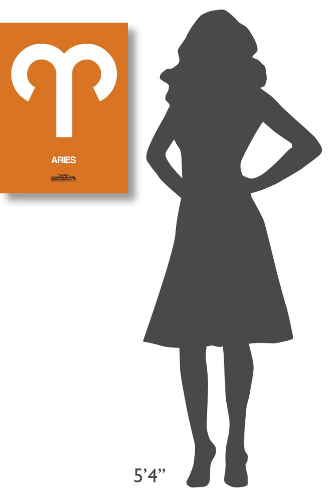 "Aries Zodiac Sign White on Orange" Fine Art Print