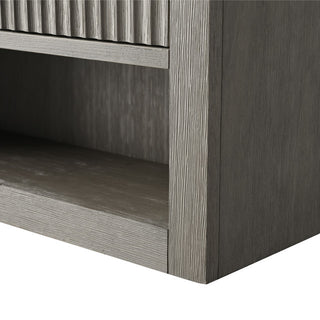 Vanity Art 24" Wall Mounted Bathroom Storage Cabinet, Linear Driftwood Gray, Matte Black Handle