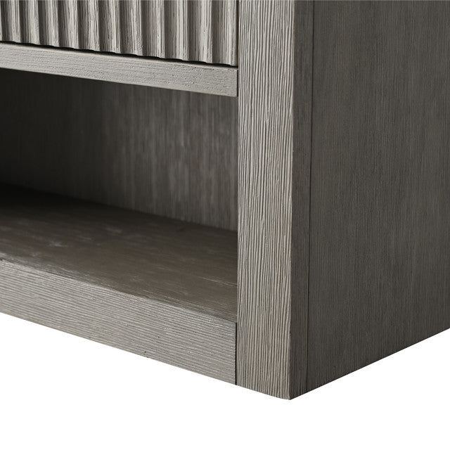 Vanity Art 24" Wall Mounted Bathroom Storage Cabinet, Linear Driftwood Gray, Matte Black Handle