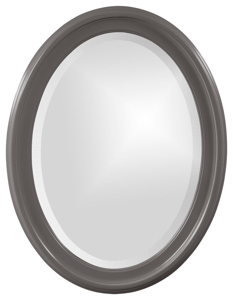 George Oval Mirror, Glossy Charcoal