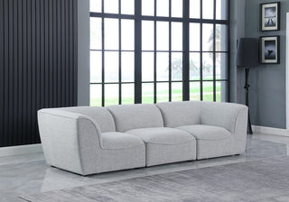 Miramar Linen Textured Fabric Upholstered 3-Piece Modular Sofa, Grey
